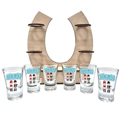 Szekelyfold, suport potcoava din lemn cu 6 pahare tip shout, model hgs050